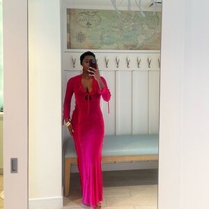 Pink beach coverup from finesse. Perfect for vacation or any beach or pool day.